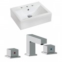 American Imaginations AI-17849 Rectangle Vessel Set In White Color With 8-in. o.c. CUPC Faucet