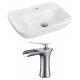American Imaginations AI-17851 Rectangle Vessel Set In White Color With Single Hole CUPC Faucet