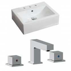 American Imaginations AI-17857 Rectangle Vessel Set In White Color With 8-in. o.c. CUPC Faucet