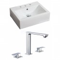American Imaginations AI-17858 Rectangle Vessel Set In White Color With 8-in. o.c. CUPC Faucet