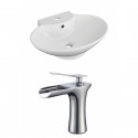 American Imaginations AI-17861 Oval Vessel Set In White Color With Single Hole CUPC Faucet