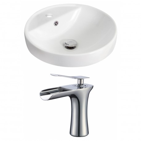 American Imaginations AI-17869 Round Vessel Set In White Color With Single Hole CUPC Faucet