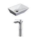 American Imaginations AI-17873 Rectangle Vessel Set In White Color With Deck Mount CUPC Faucet