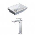 American Imaginations AI-17874 Rectangle Vessel Set In White Color With Deck Mount CUPC Faucet