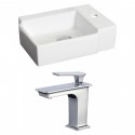 American Imaginations AI-17880 Rectangle Vessel Set In White Color With Single Hole CUPC Faucet