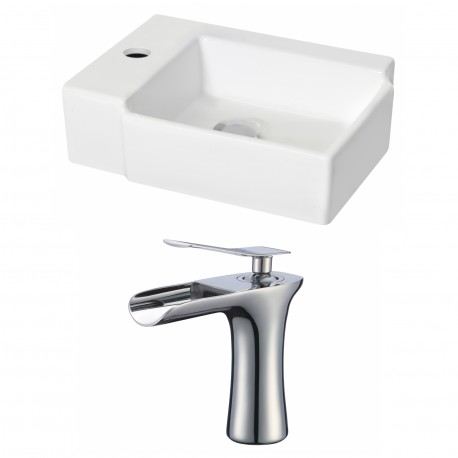 American Imaginations AI-17885 Rectangle Vessel Set In White Color With Single Hole CUPC Faucet