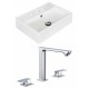 American Imaginations AI-17890 Rectangle Vessel Set In White Color With 8-in. o.c. CUPC Faucet