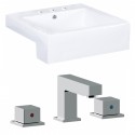 American Imaginations AI-17895 Square Vessel Set In White Color With 8-in. o.c. CUPC Faucet