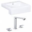 American Imaginations AI-17896 Square Vessel Set In White Color With 8-in. o.c. CUPC Faucet