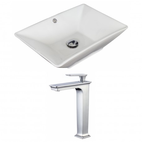 American Imaginations AI-17904 Rectangle Vessel Set In White Color With Deck Mount CUPC Faucet