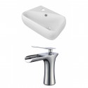 American Imaginations AI-17909 Rectangle Vessel Set In White Color With Single Hole CUPC Faucet