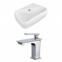 American Imaginations AI-17916 Rectangle Vessel Set In White Color With 8-in. o.c. CUPC Faucet