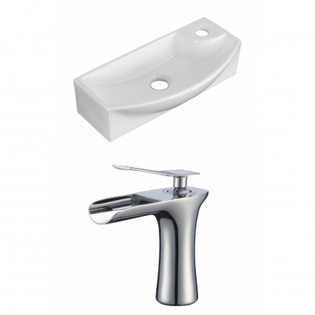 American Imaginations AI-17925 Rectangle Vessel Set In White Color With Single Hole CUPC Faucet