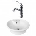 American Imaginations AI-17932 Round Vessel Set In White Color With Single Hole CUPC Faucet