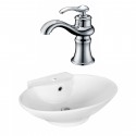 American Imaginations AI-17936 Oval Vessel Set In White Color With Single Hole CUPC Faucet