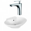 American Imaginations AI-17937 Oval Vessel Set In White Color With Single Hole CUPC Faucet