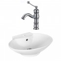 American Imaginations AI-17941 Oval Vessel Set In White Color With Single Hole CUPC Faucet