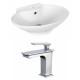 American Imaginations AI-17943 Oval Vessel Set In White Color With Single Hole CUPC Faucet
