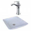 American Imaginations AI-17944 Square Vessel Set In White Color With Deck Mount CUPC Faucet