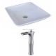 American Imaginations AI-17947 Square Vessel Set In White Color With Deck Mount CUPC Faucet