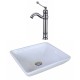 American Imaginations AI-17956 Square Vessel Set In White Color With Deck Mount CUPC Faucet