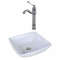 American Imaginations AI-17966 Square Vessel Set In White Color With Deck Mount CUPC Faucet