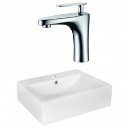American Imaginations AI-17971 Rectangle Vessel Set In White Color With Single Hole CUPC Faucet