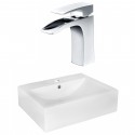 American Imaginations AI-17973 Rectangle Vessel Set In White Color With Single Hole CUPC Faucet