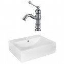 American Imaginations AI-17975 Rectangle Vessel Set In White Color With Single Hole CUPC Faucet