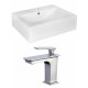 American Imaginations AI-17977 Rectangle Vessel Set In White Color With Single Hole CUPC Faucet