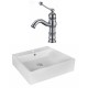 American Imaginations AI-17984 Rectangle Vessel Set In White Color With Single Hole CUPC Faucet