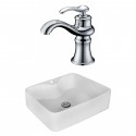 American Imaginations AI-17988 Rectangle Vessel Set In White Color With Single Hole CUPC Faucet