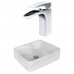 American Imaginations AI-17991 Rectangle Vessel Set In White Color With Single Hole CUPC Faucet