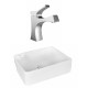 American Imaginations AI-17996 Rectangle Vessel Set In White Color With Single Hole CUPC Faucet