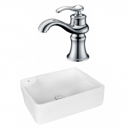 American Imaginations AI-17997 Rectangle Vessel Set In White Color With Single Hole CUPC Faucet
