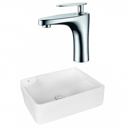 American Imaginations AI-17998 Rectangle Vessel Set In White Color With Single Hole CUPC Faucet