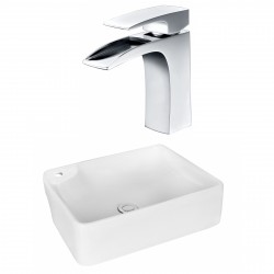 American Imaginations AI-18000 Rectangle Vessel Set In White Color With Single Hole CUPC Faucet