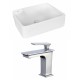 American Imaginations AI-18004 Rectangle Vessel Set In White Color With Single Hole CUPC Faucet