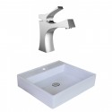 American Imaginations AI-18005 Square Vessel Set In White Color With Single Hole CUPC Faucet