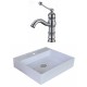 American Imaginations AI-18011 Square Vessel Set In White Color With Single Hole CUPC Faucet