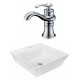 American Imaginations AI-18024 Square Vessel Set In White Color With Single Hole CUPC Faucet