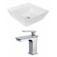 American Imaginations AI-18031 Square Vessel Set In White Color With Single Hole CUPC Faucet
