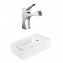 American Imaginations AI-18032 Rectangle Vessel Set In White Color With Single Hole CUPC Faucet
