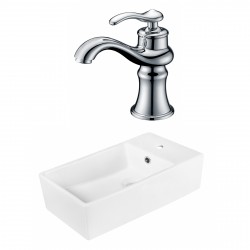 American Imaginations AI-18033 Rectangle Vessel Set In White Color With Single Hole CUPC Faucet