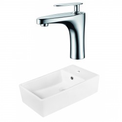 American Imaginations AI-18034 Rectangle Vessel Set In White Color With Single Hole CUPC Faucet