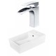 American Imaginations AI-18036 Rectangle Vessel Set In White Color With Single Hole CUPC Faucet