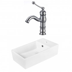 American Imaginations AI-18038 Rectangle Vessel Set In White Color With Single Hole CUPC Faucet