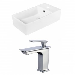 American Imaginations AI-18040 Rectangle Vessel Set In White Color With Single Hole CUPC Faucet