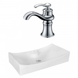 American Imaginations AI-18042 Rectangle Vessel Set In White Color With Single Hole CUPC Faucet