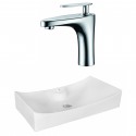American Imaginations AI-18043 Rectangle Vessel Set In White Color With Single Hole CUPC Faucet
